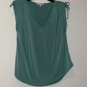 Green blouse with tie shoulders